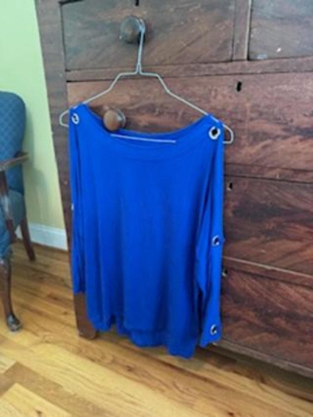 Royal Blue Cable and Gauge Cold Shoulder Top